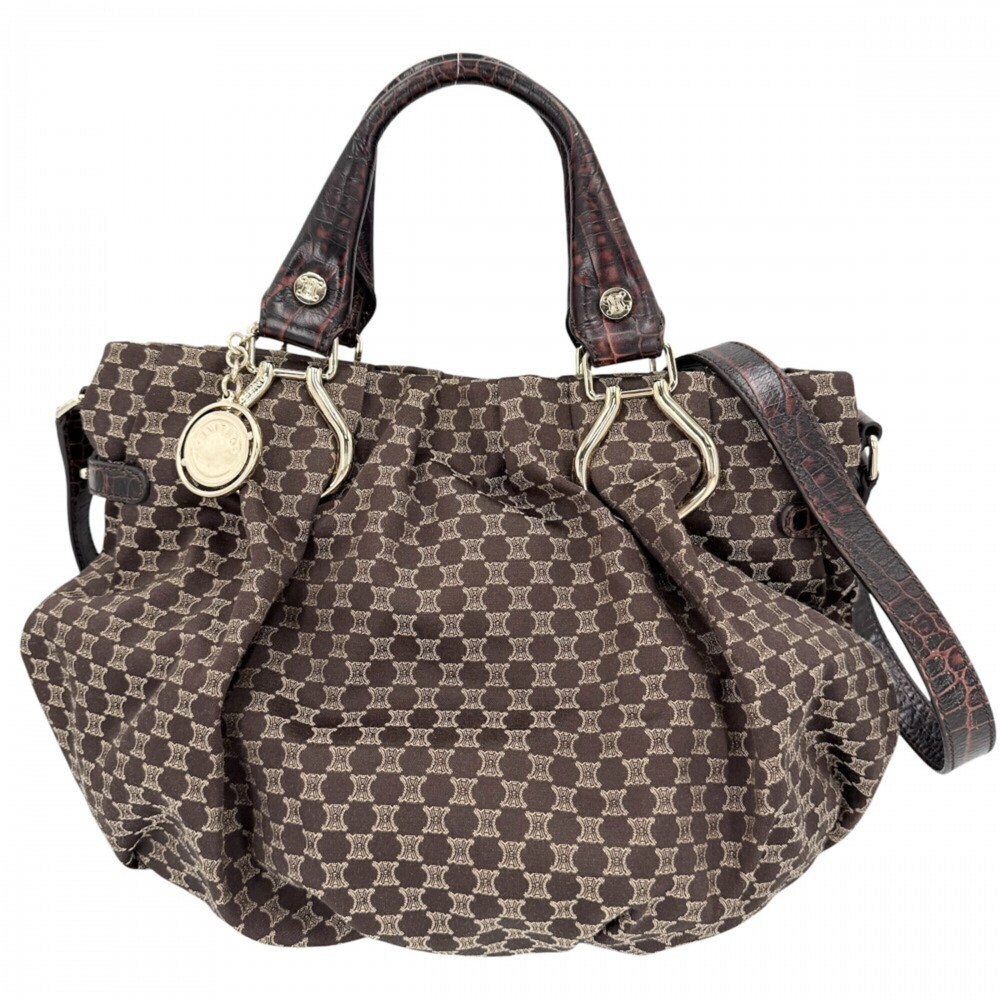 Celine Women's Macadam Handbag/Shoulder Bag, CELINE Canvas Leather Brown with... - Picture 1 of 9